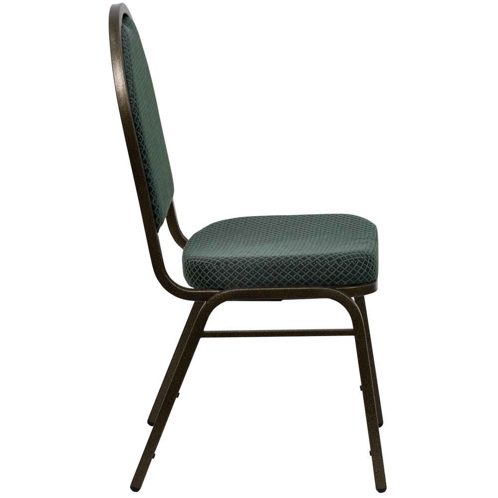 Dome Back Stacking Banquet Chair in Green Patterned Fabric - Gold Vein Frame. Picture 3