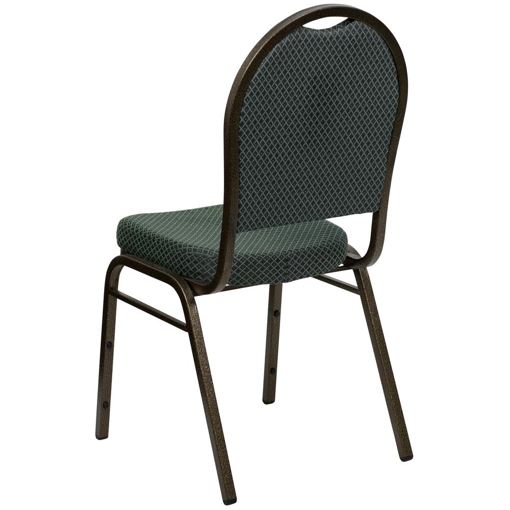 Dome Back Stacking Banquet Chair in Green Patterned Fabric - Gold Vein Frame. Picture 4