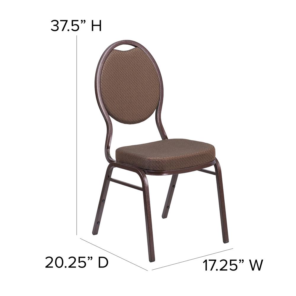 Teardrop Back Stacking Banquet Chair in Brown Patterned Fabric - Copper Vein Frame. Picture 2