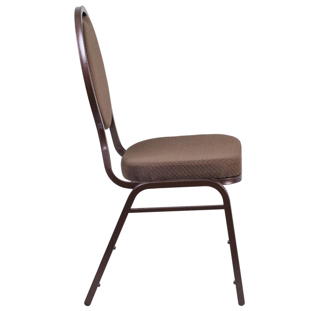 Teardrop Back Stacking Banquet Chair in Brown Patterned Fabric - Copper Vein Frame. Picture 3