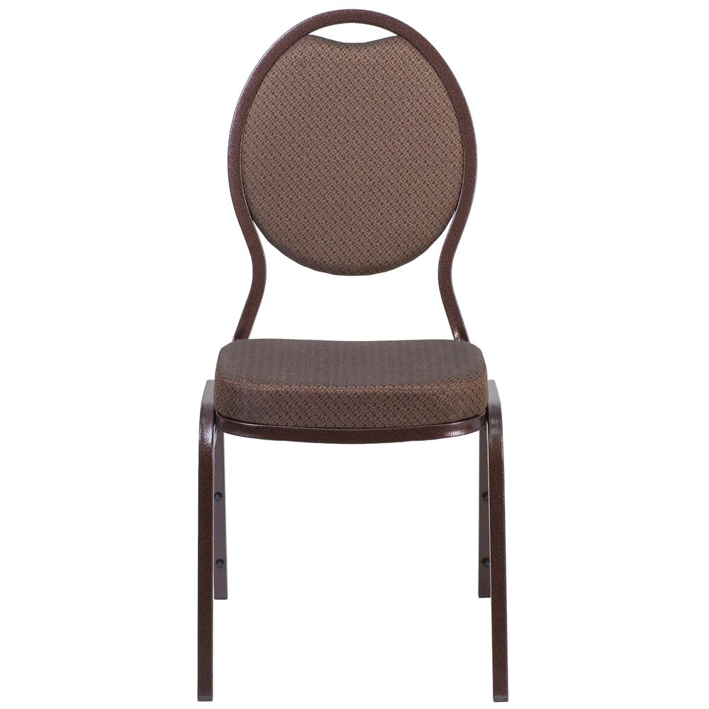 Teardrop Back Stacking Banquet Chair in Brown Patterned Fabric - Copper Vein Frame. Picture 5