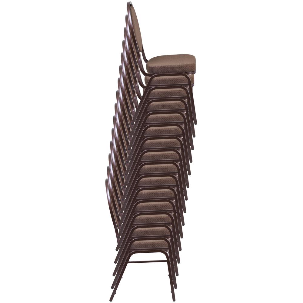 Teardrop Back Stacking Banquet Chair in Brown Patterned Fabric - Copper Vein Frame. Picture 8