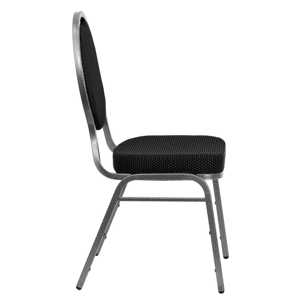 Teardrop Back Stacking Banquet Chair in Black Fabric - Silver Vein Frame. Picture 2