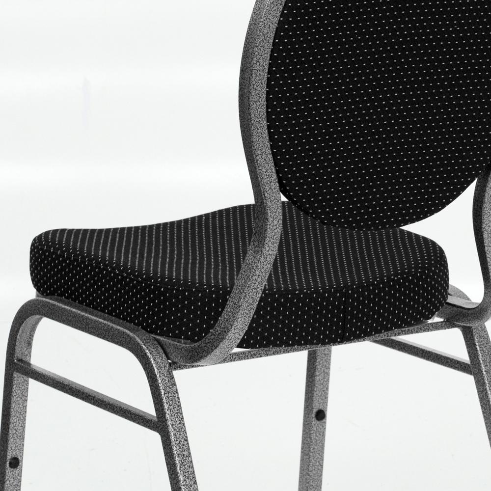Teardrop Back Stacking Banquet Chair in Black Patterned Fabric - Silver Vein Frame. Picture 7