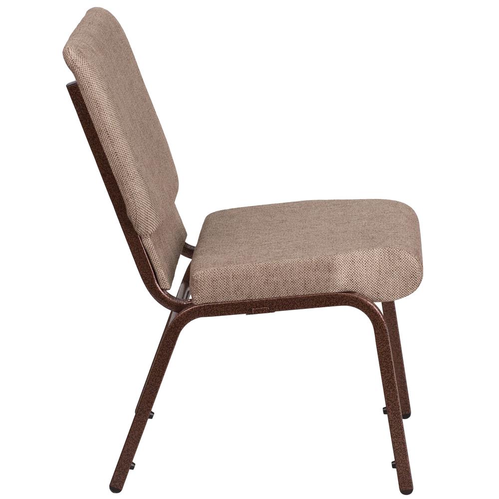 18.5''W Stacking Church Chair in Beige Fabric - Copper Vein Frame. Picture 4
