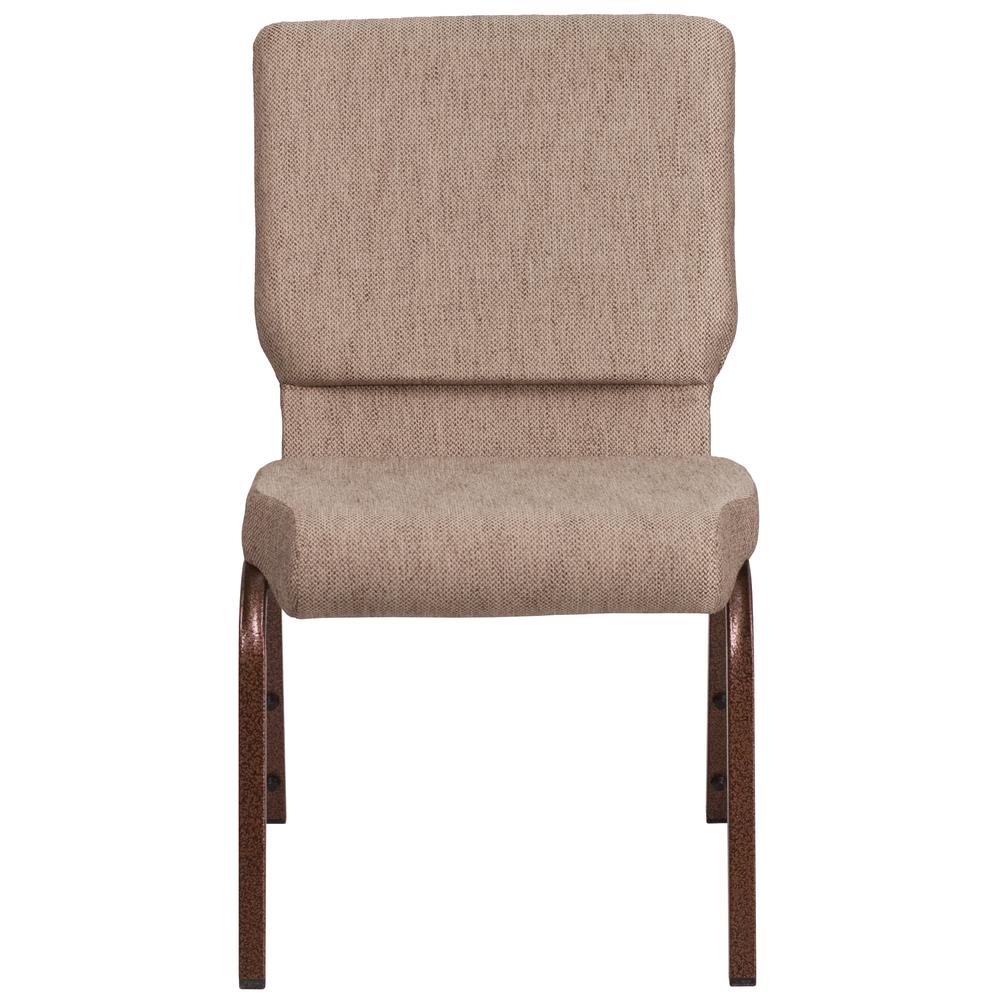 18.5''W Stacking Church Chair in Beige Fabric - Copper Vein Frame. Picture 6