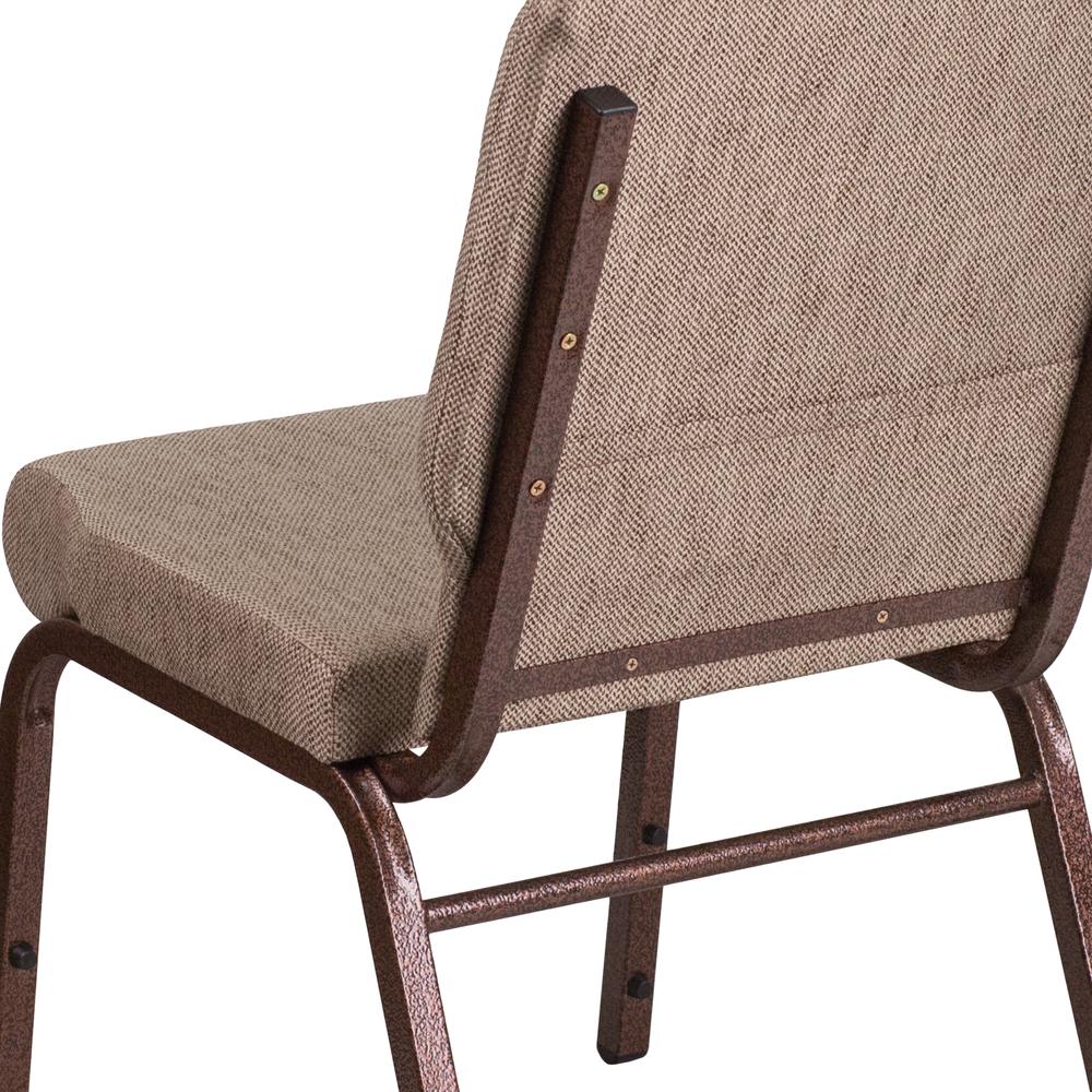 18.5''W Stacking Church Chair in Beige Fabric - Copper Vein Frame. Picture 8