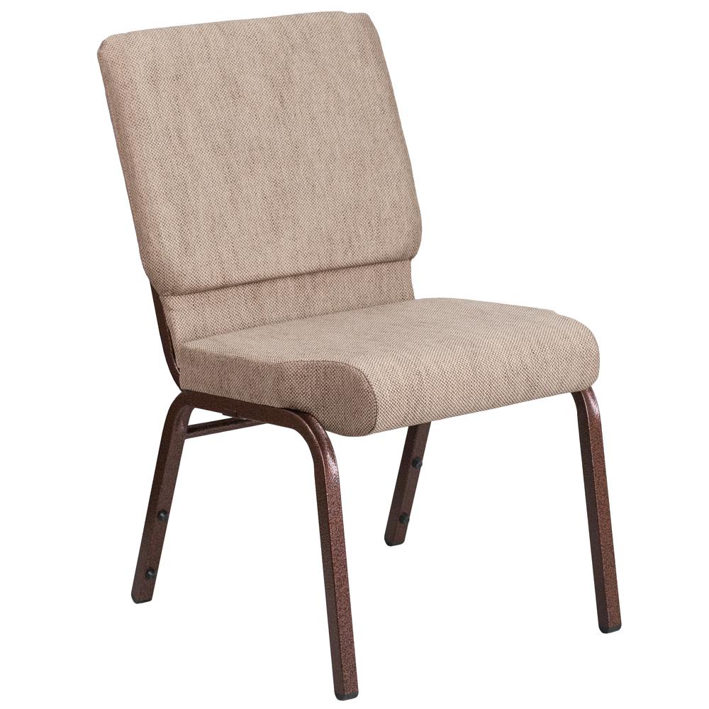 18.5''W Stacking Church Chair in Beige Fabric - Copper Vein Frame. The main picture.