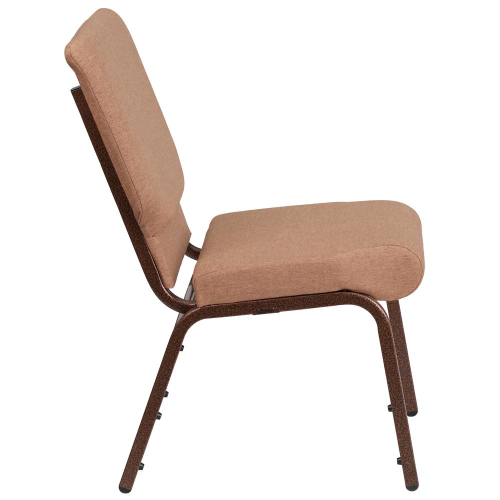 18.5''W Stacking Church Chair in Caramel Fabric - Copper Vein Frame. Picture 2