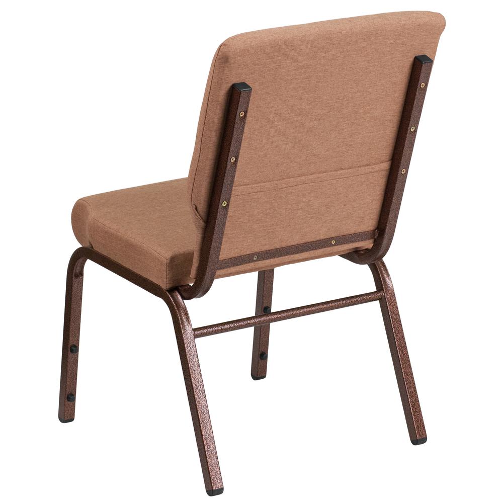 18.5''W Stacking Church Chair in Caramel Fabric - Copper Vein Frame. Picture 3