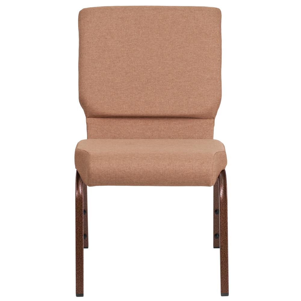 18.5''W Stacking Church Chair in Caramel Fabric - Copper Vein Frame. Picture 4