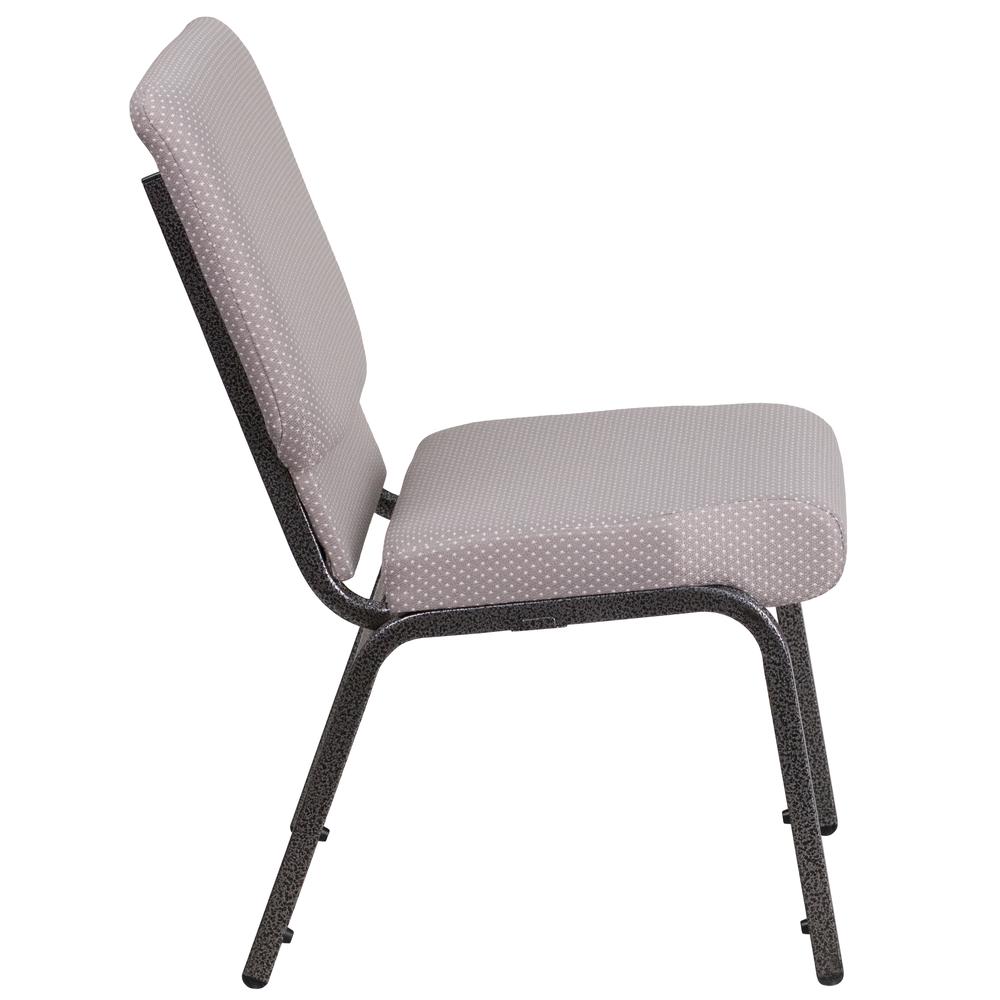 18.5''W Stacking Church Chair in Gray Dot Fabric - Silver Vein Frame. Picture 2