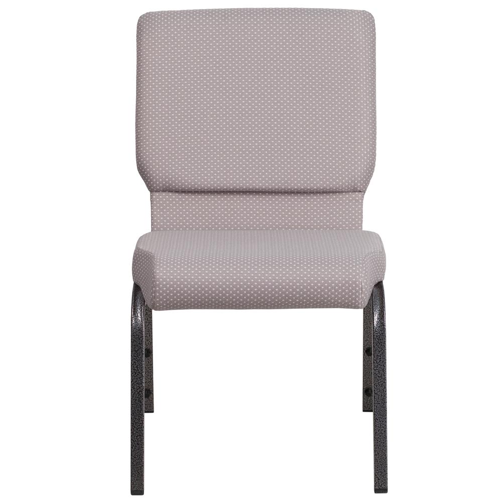18.5''W Stacking Church Chair in Gray Dot Fabric - Silver Vein Frame. Picture 5