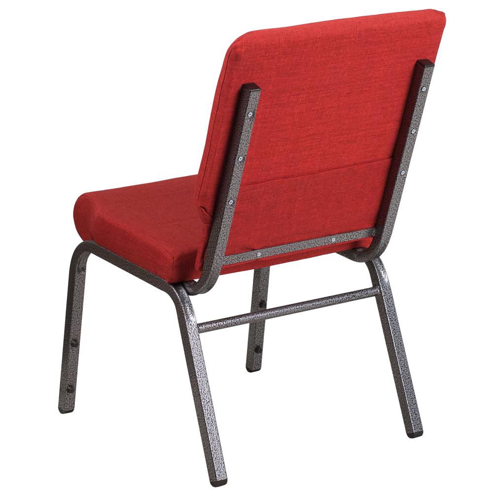 18.5''W Stacking Church Chair in Red Fabric - Silver Vein Frame. Picture 3