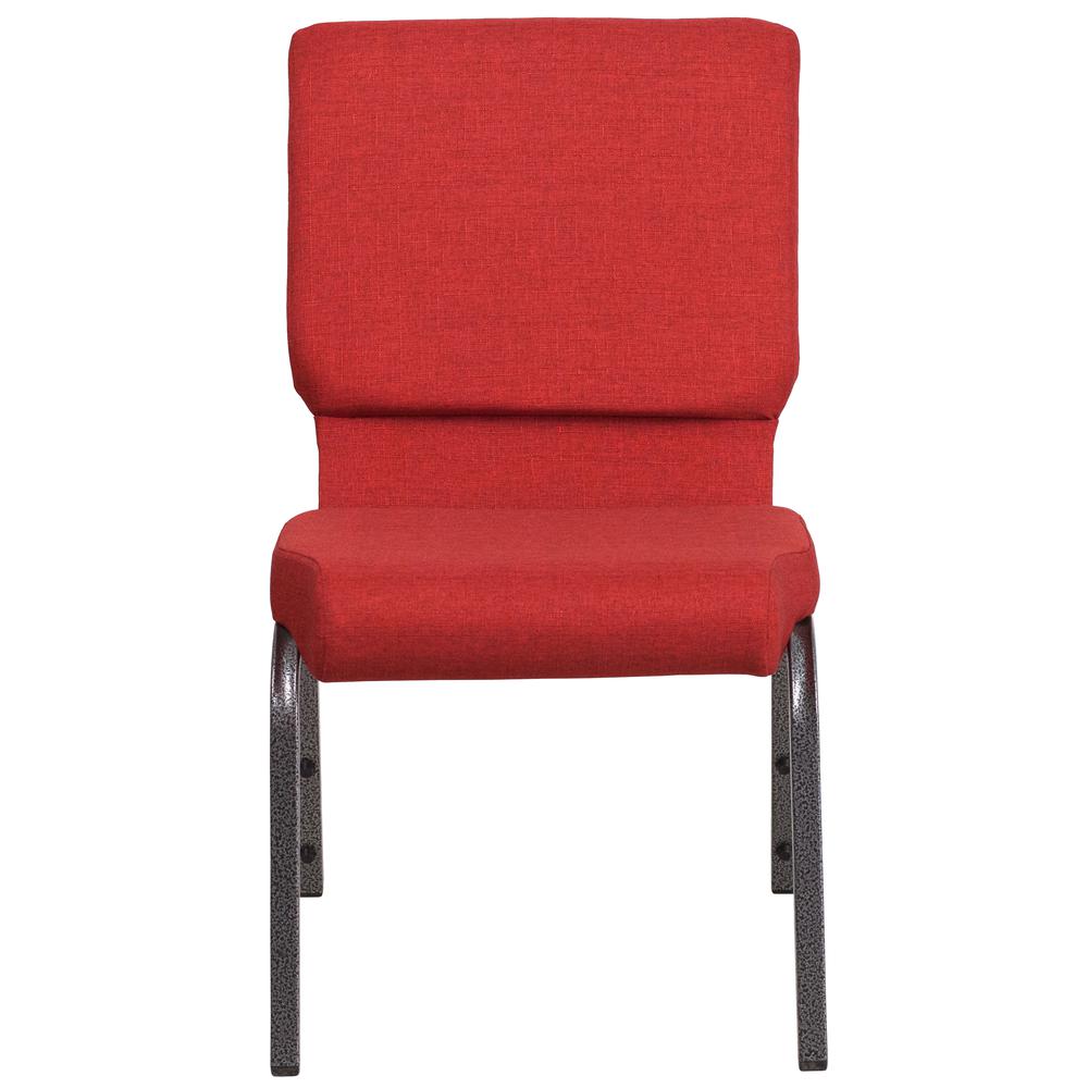 18.5''W Stacking Church Chair in Red Fabric - Silver Vein Frame. Picture 6