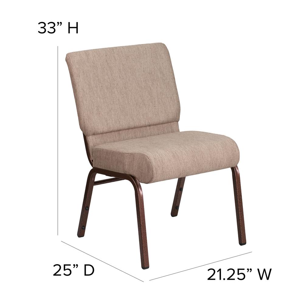 21''W Stacking Church Chair in Beige Fabric - Copper Vein Frame. Picture 2