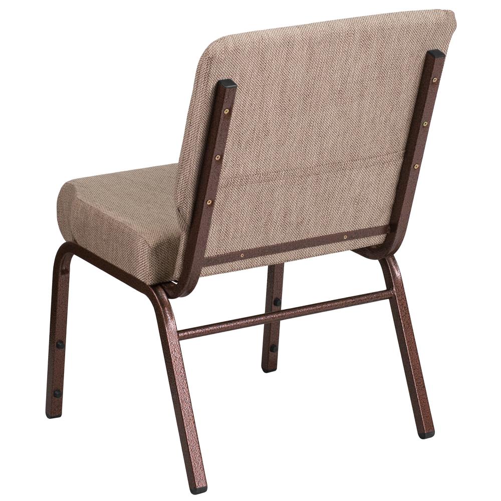 21''W Stacking Church Chair in Beige Fabric - Copper Vein Frame. Picture 3