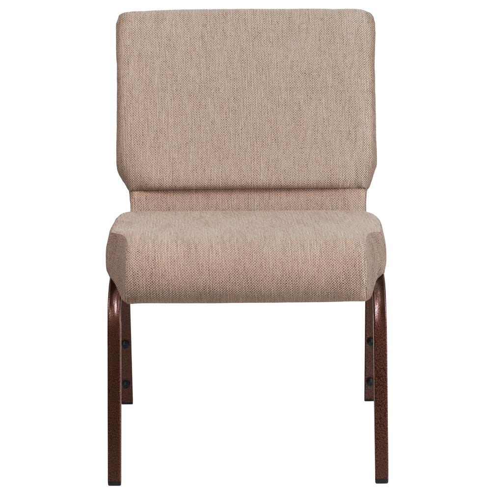 21''W Stacking Church Chair in Beige Fabric - Copper Vein Frame. Picture 5