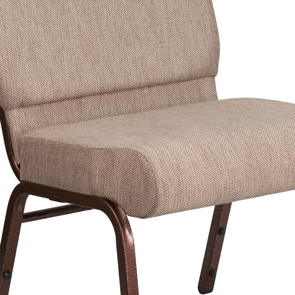 21''W Stacking Church Chair in Beige Fabric - Copper Vein Frame. Picture 7