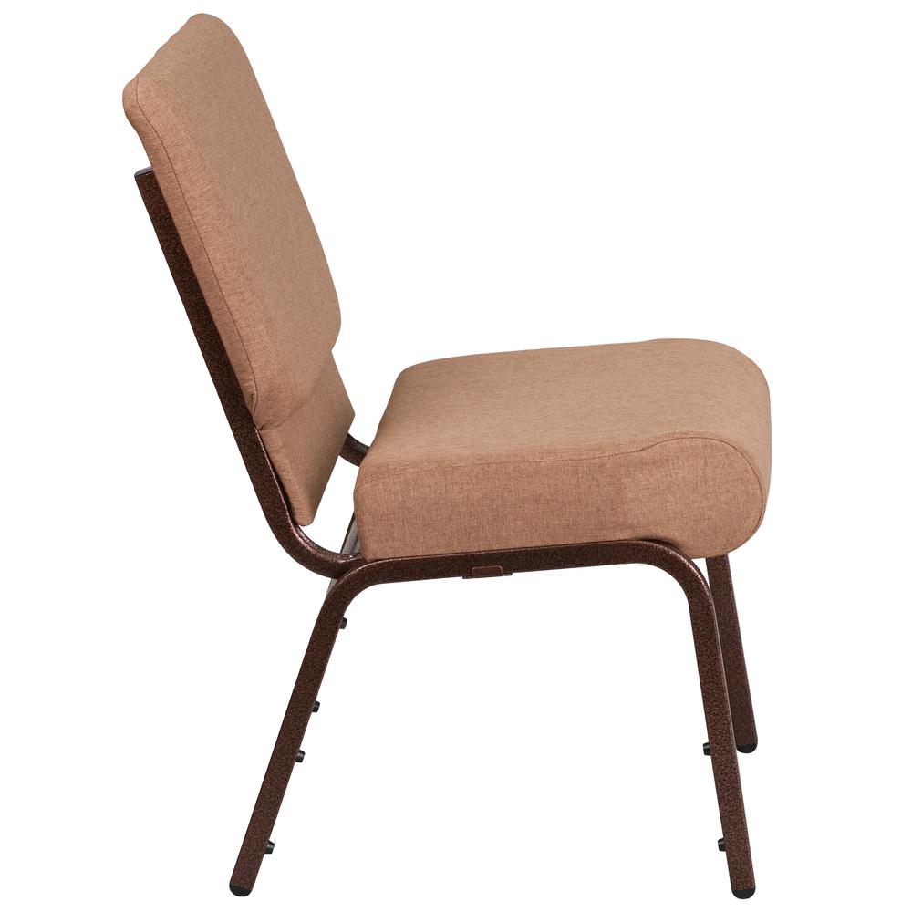 HERCULES Series 21''W Stacking Church Chair in Caramel Fabric - Copper Vein Frame. Picture 2
