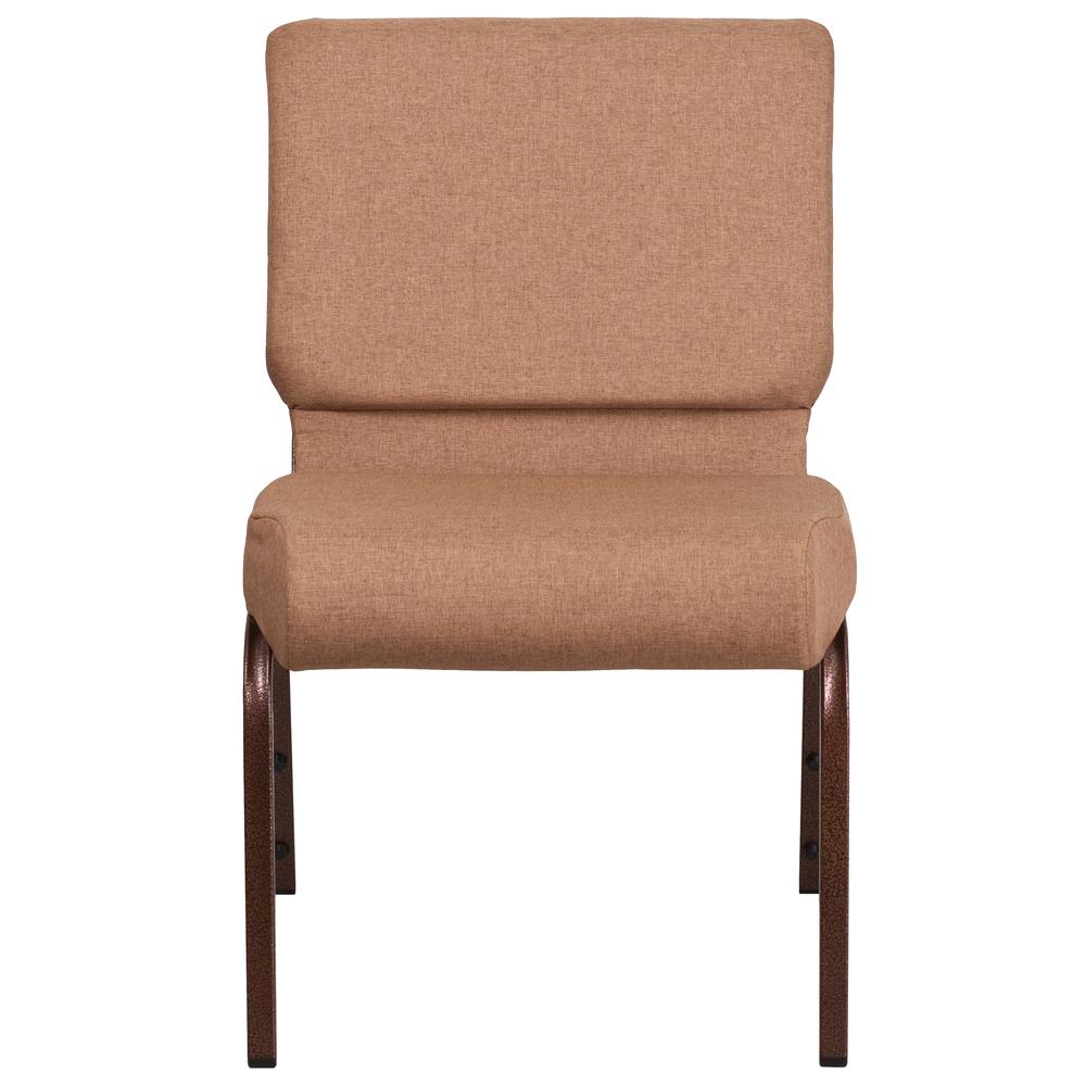 21''W Stacking Church Chair in Caramel Fabric - Copper Vein Frame. Picture 4