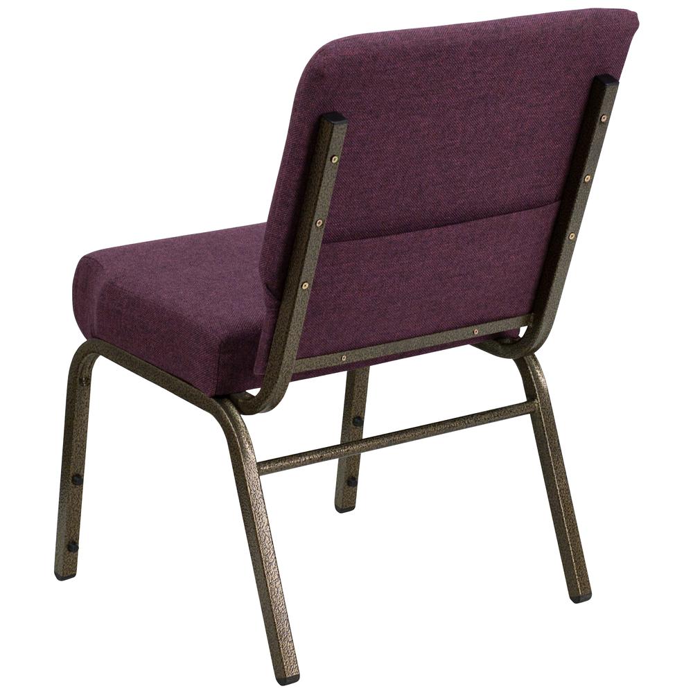 21''W Stacking Church Chair in Plum Fabric - Gold Vein Frame. Picture 3