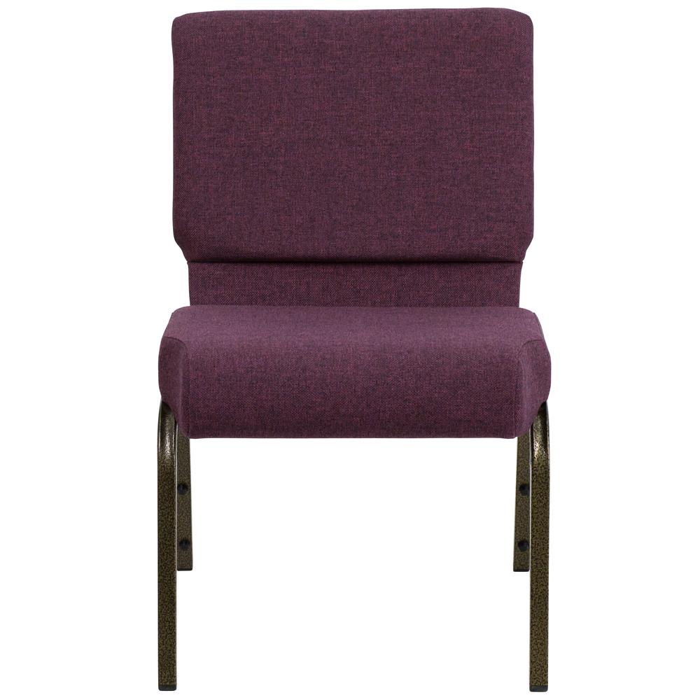 21''W Stacking Church Chair in Plum Fabric - Gold Vein Frame. Picture 5