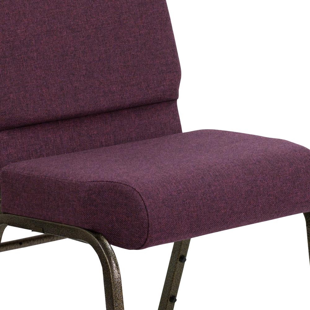 21''W Stacking Church Chair in Plum Fabric - Gold Vein Frame. Picture 7