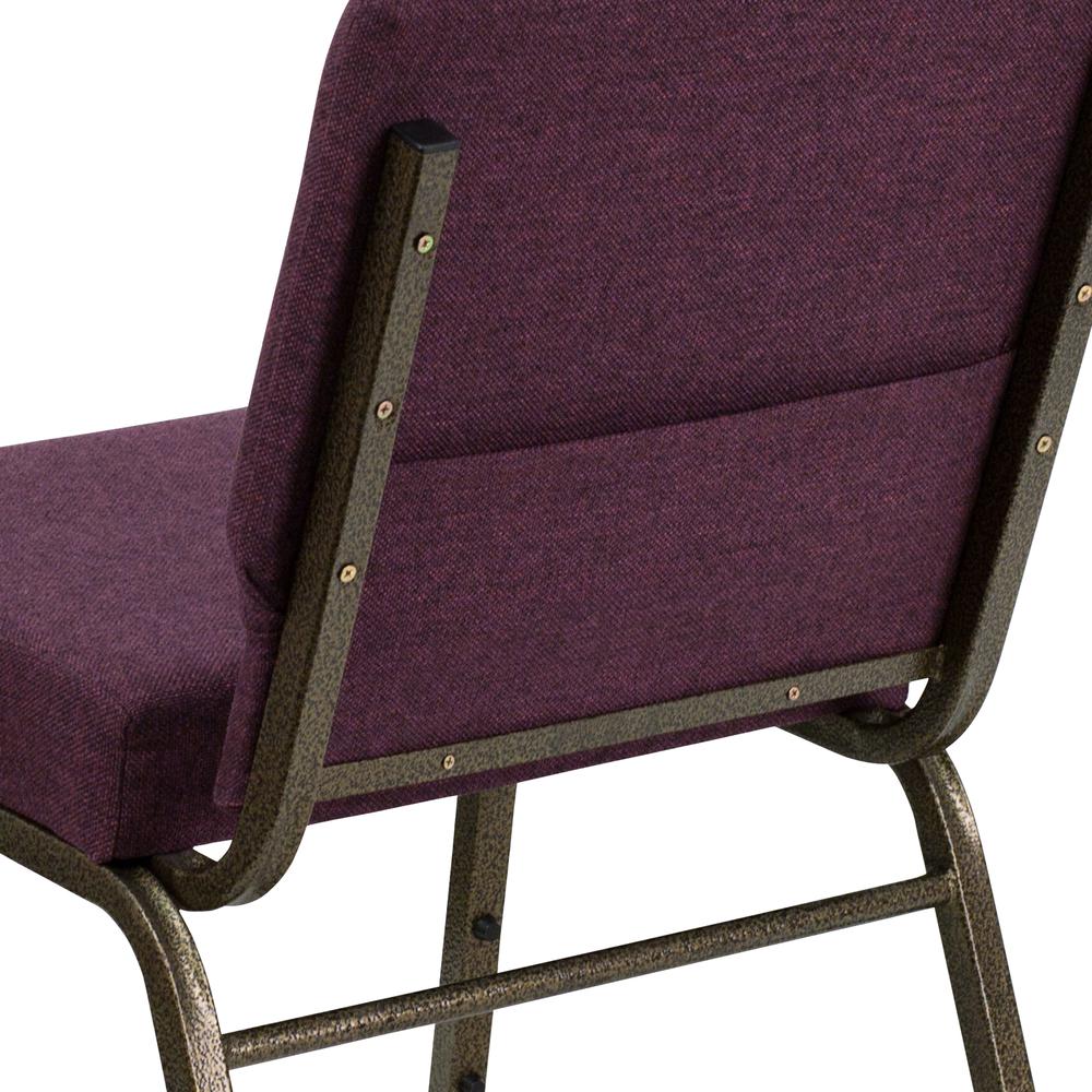 21''W Stacking Church Chair in Plum Fabric - Gold Vein Frame. Picture 8