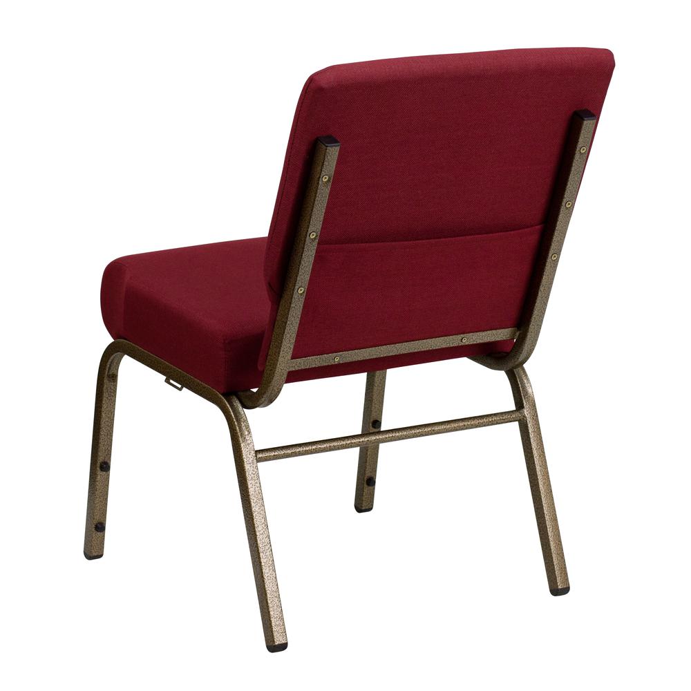 21''W Stacking Church Chair in Burgundy Fabric - Gold Vein Frame. Picture 4