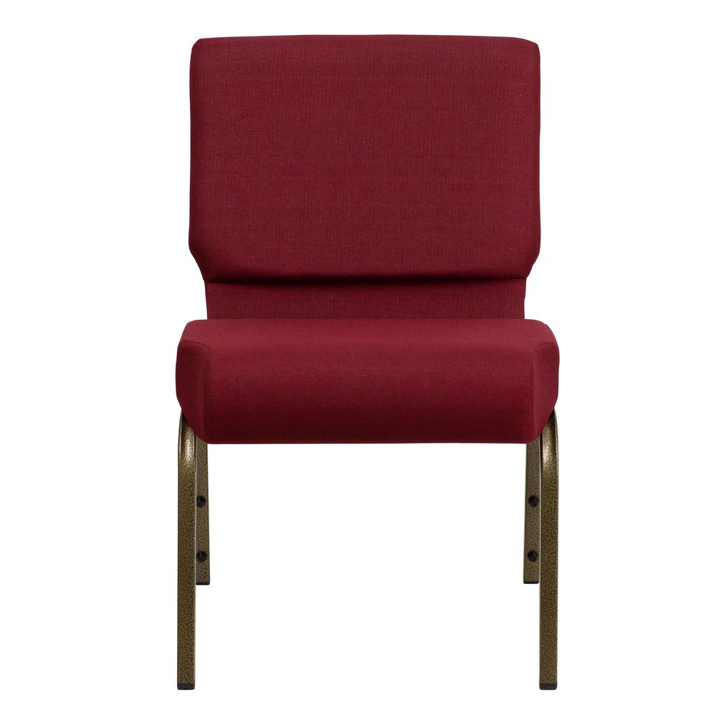 21''W Stacking Church Chair in Burgundy Fabric - Gold Vein Frame. Picture 4