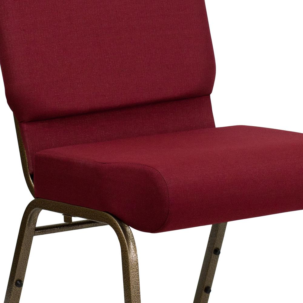 21''W Stacking Church Chair in Burgundy Fabric - Gold Vein Frame. Picture 7