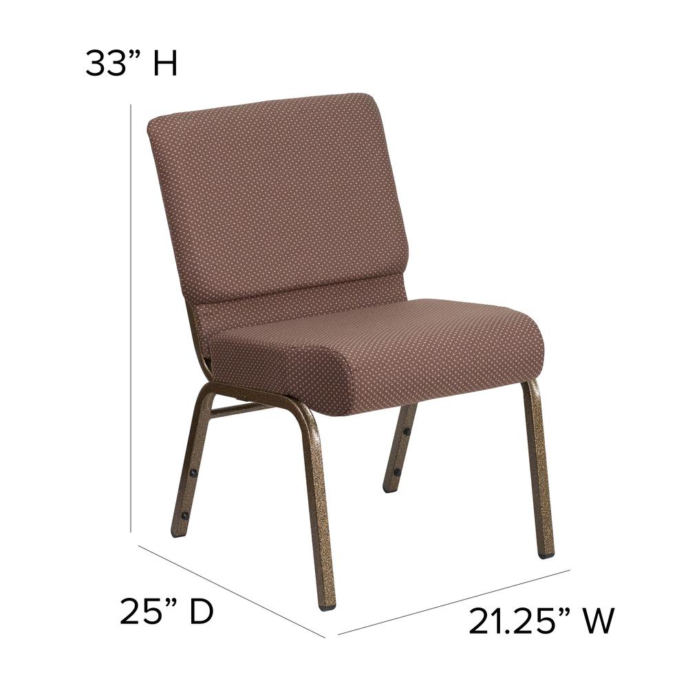 21''W Stacking Church Chair in Brown Dot Fabric - Gold Vein Frame. Picture 2