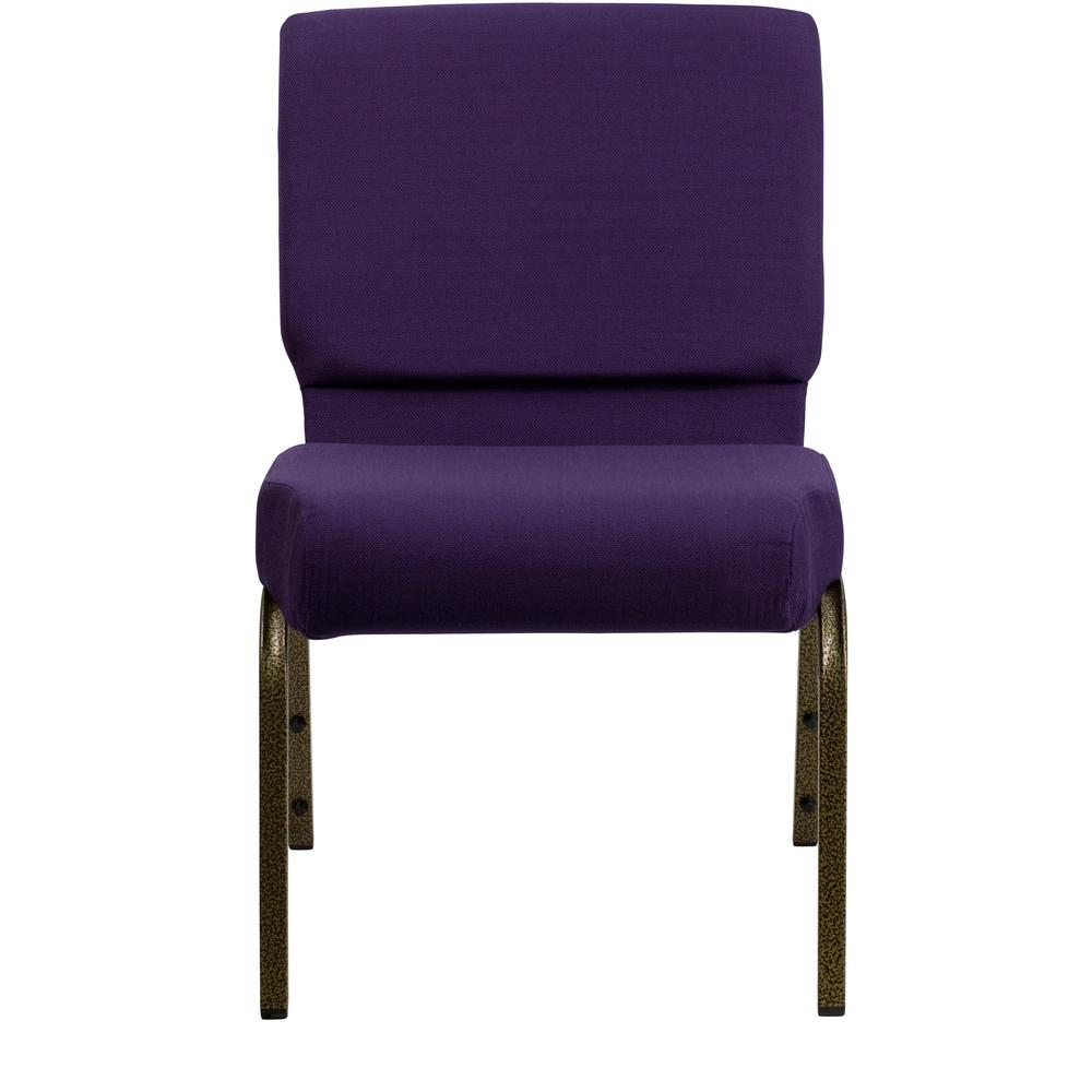 21''W Stacking Church Chair in Royal Purple Fabric - Gold Vein Frame. Picture 5