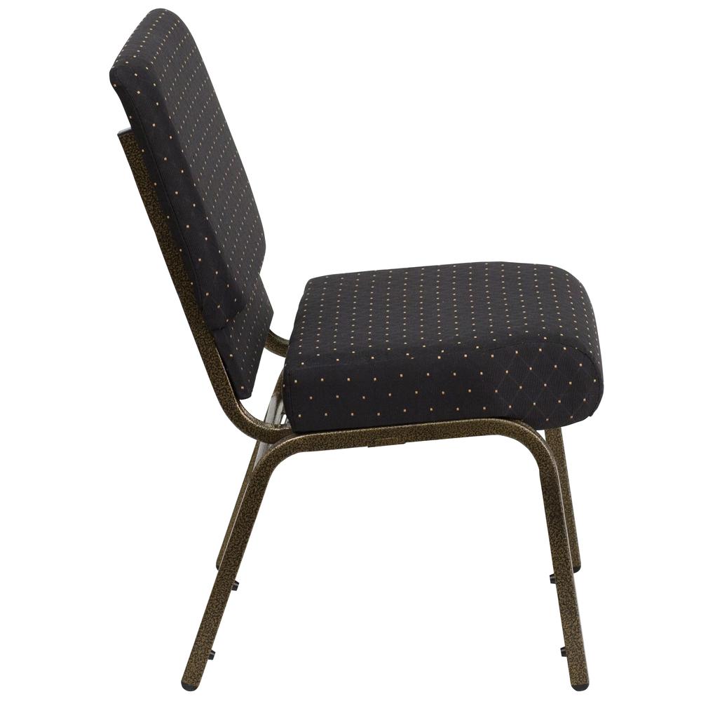 21''W Stacking Church Chair in Black Dot Patterned Fabric - Gold Vein Frame. Picture 2