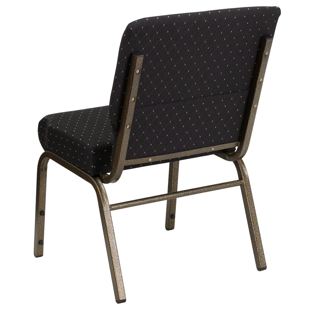 21''W Stacking Church Chair in Black Dot Patterned Fabric - Gold Vein Frame. Picture 4