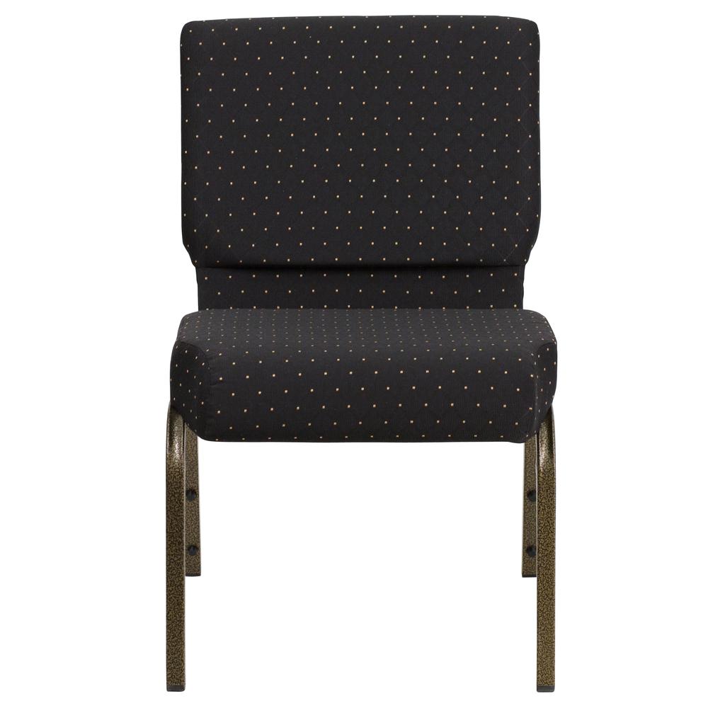 21''W Stacking Church Chair in Black Dot Patterned Fabric - Gold Vein Frame. Picture 5