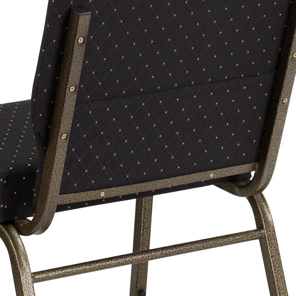21''W Stacking Church Chair in Black Dot Patterned Fabric - Gold Vein Frame. Picture 8