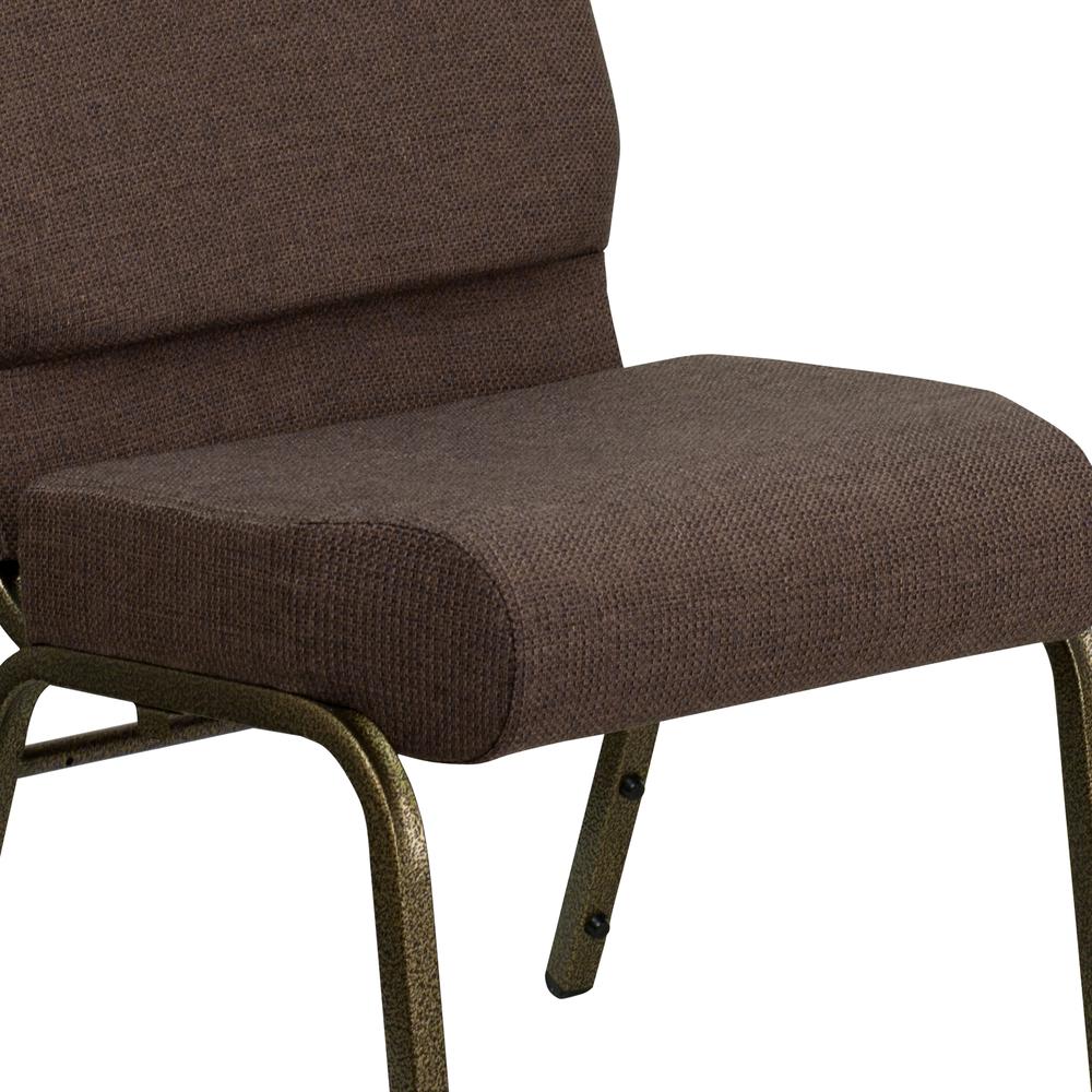 21''W Stacking Church Chair in Brown Fabric - Gold Vein Frame. Picture 7