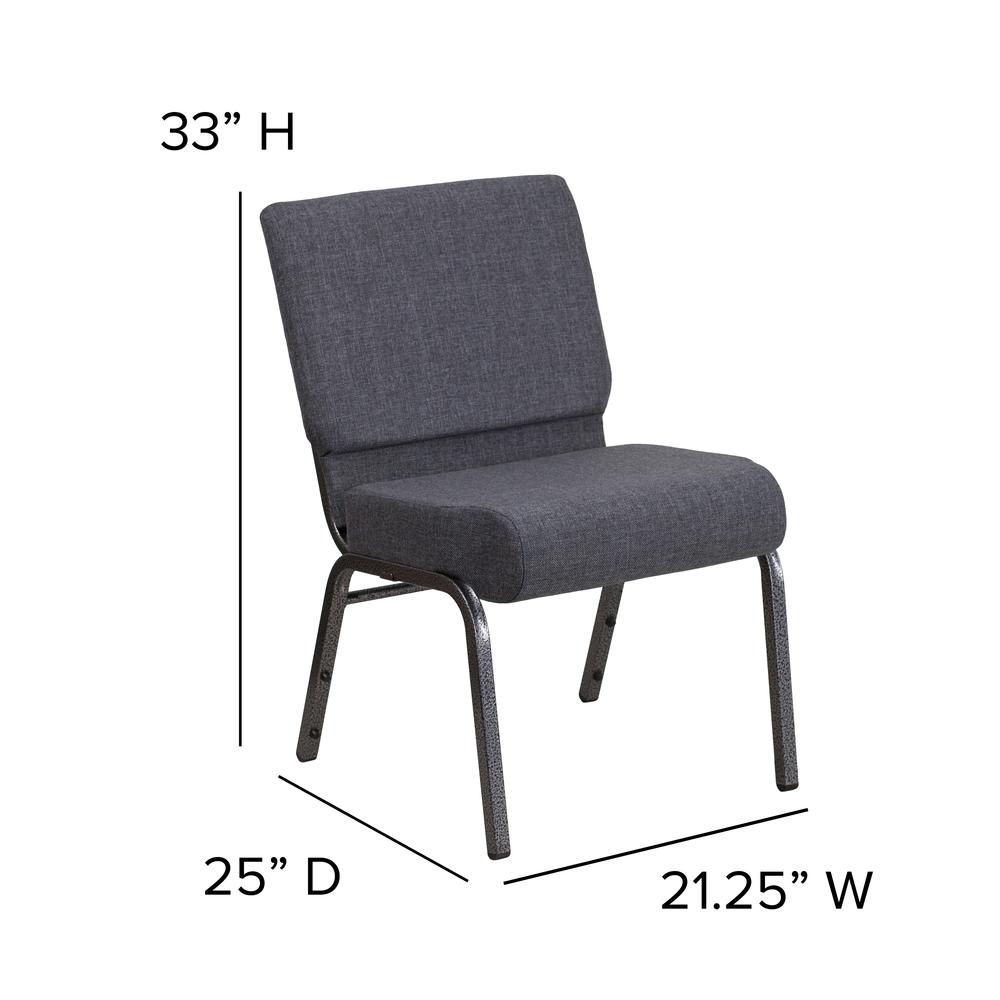 21''W Church Chair in Dark Gray Fabric - Silver Vein Frame. Picture 2
