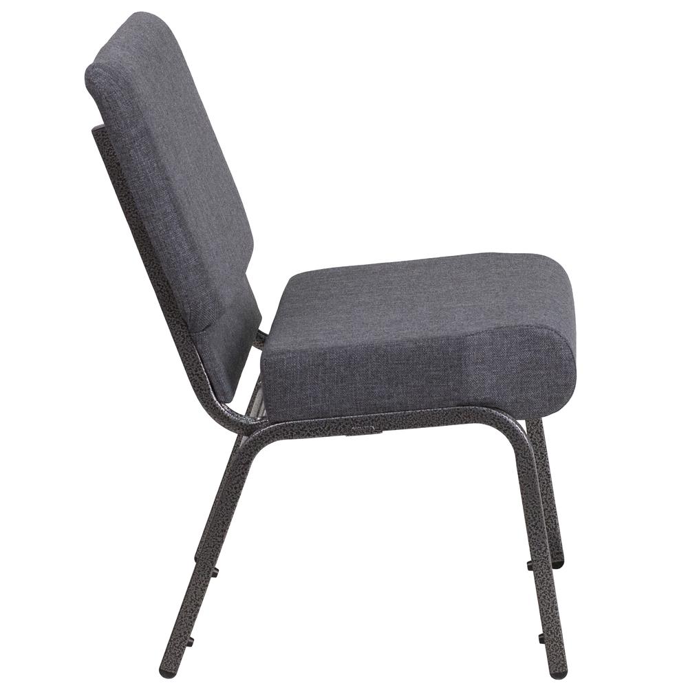 21''W Church Chair in Dark Gray Fabric - Silver Vein Frame. Picture 3