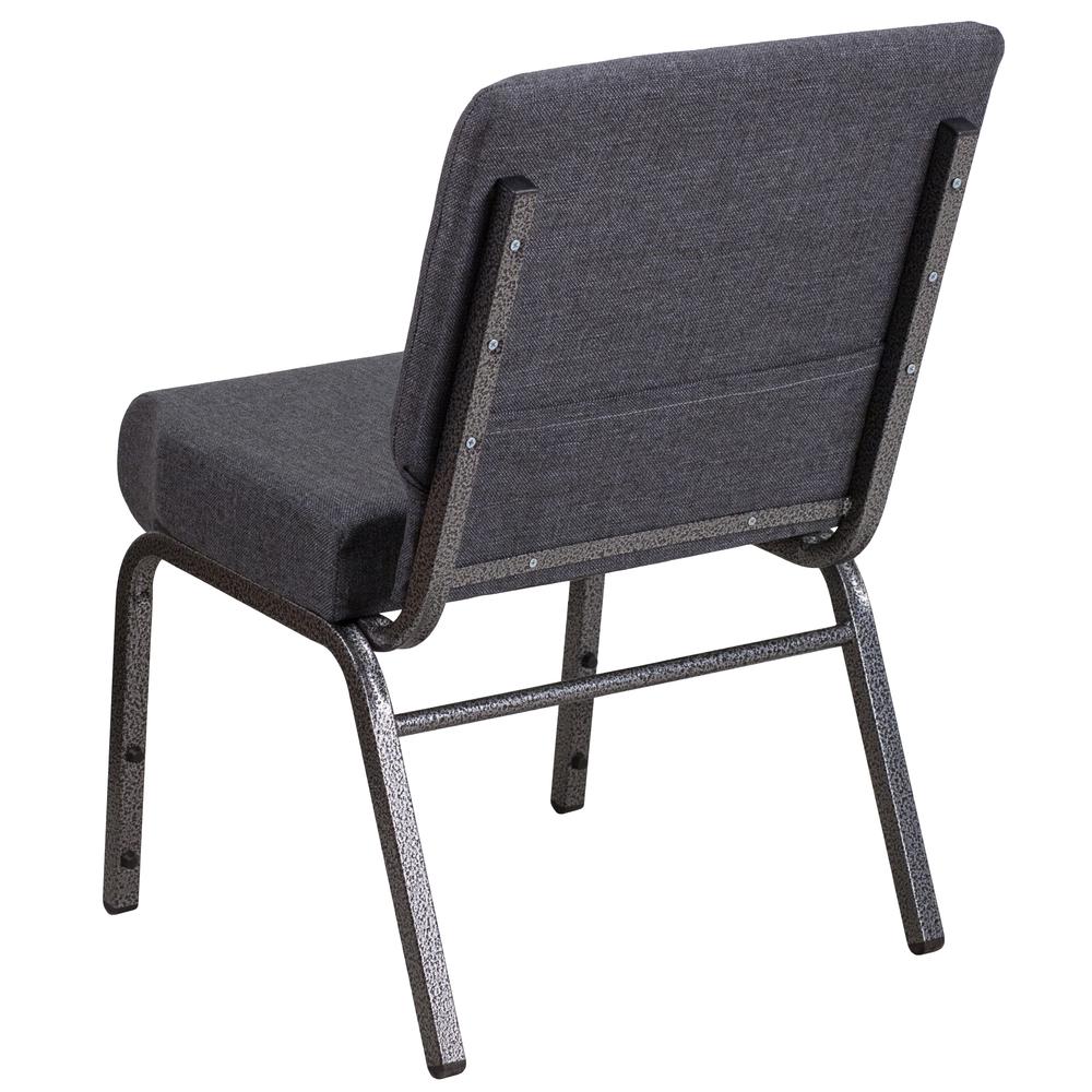 21''W Church Chair in Dark Gray Fabric - Silver Vein Frame. Picture 4