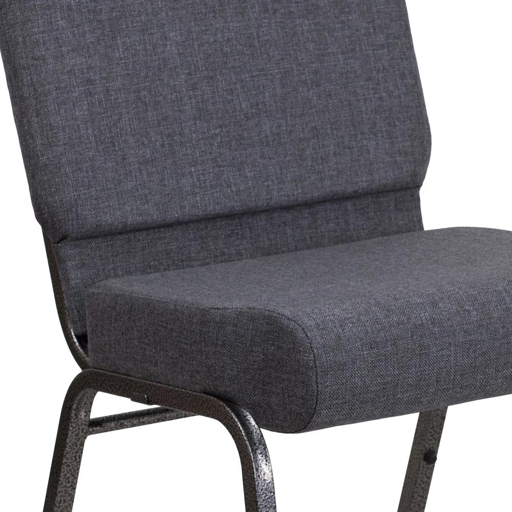 21''W Church Chair in Dark Gray Fabric - Silver Vein Frame. Picture 7