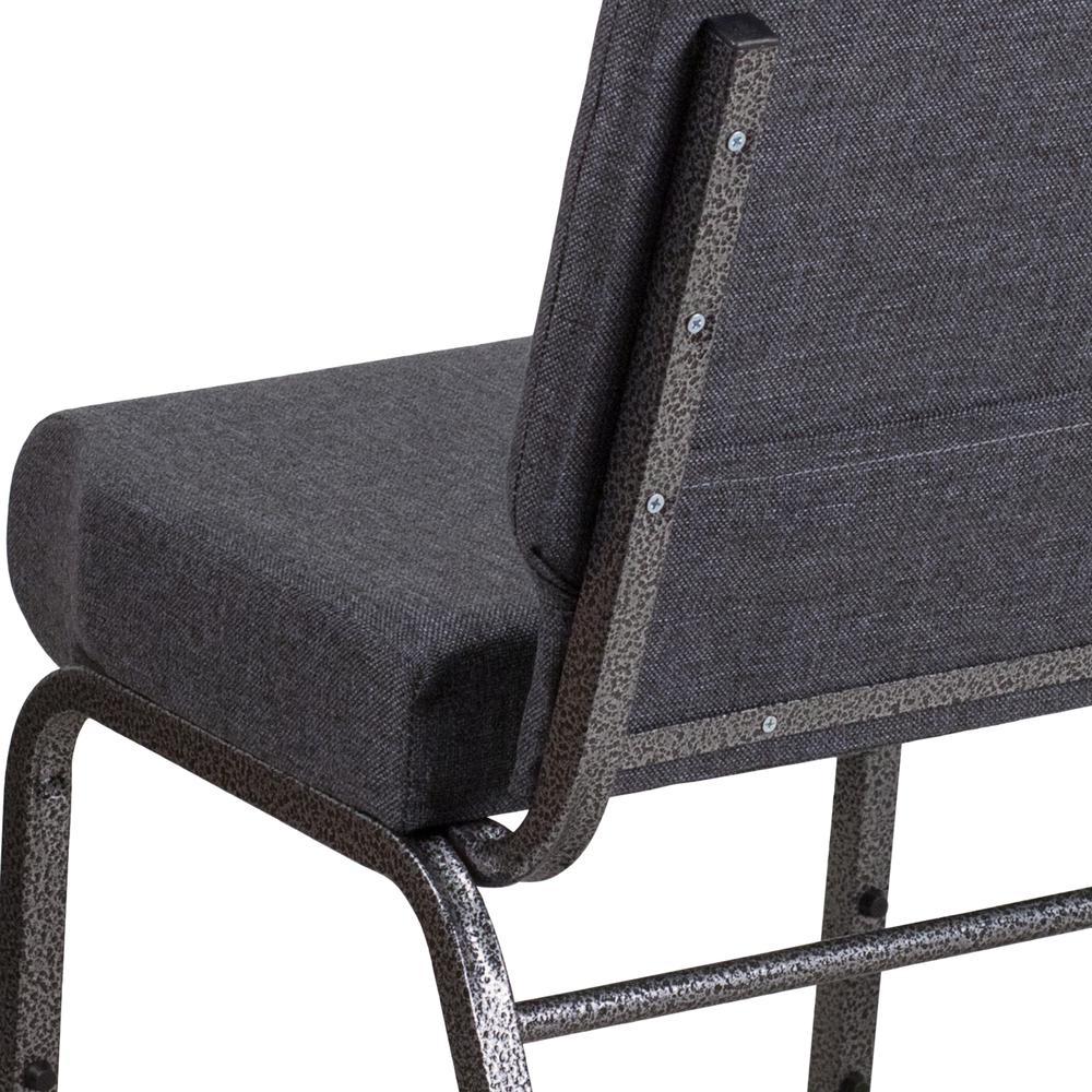 21''W Church Chair in Dark Gray Fabric - Silver Vein Frame. Picture 8