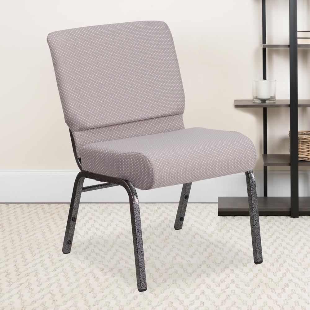 21''W Church Chair in Gray Dot Fabric - Silver Vein Frame. Picture 6