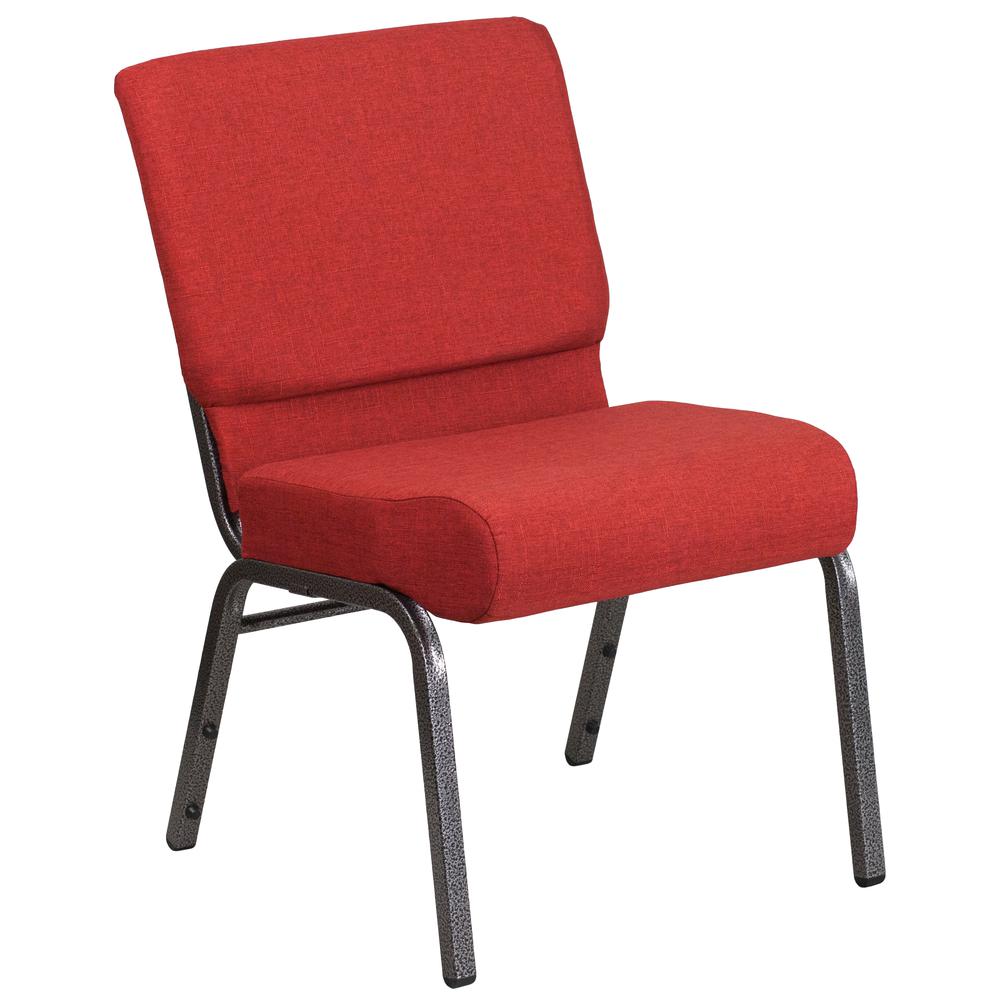 21''W Stacking Church Chair in Crimson Fabric - Silver Vein Frame. Picture 1