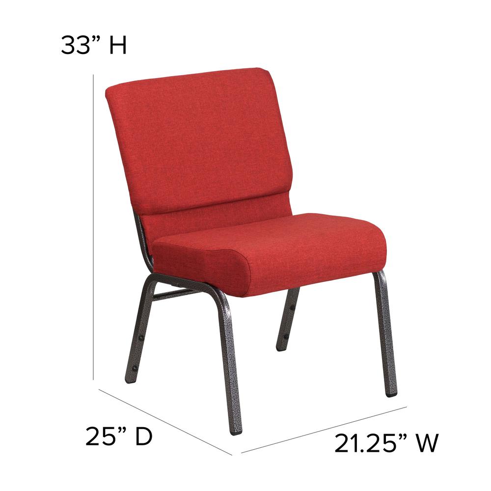 21''W Stacking Church Chair in Crimson Fabric - Silver Vein Frame. Picture 2