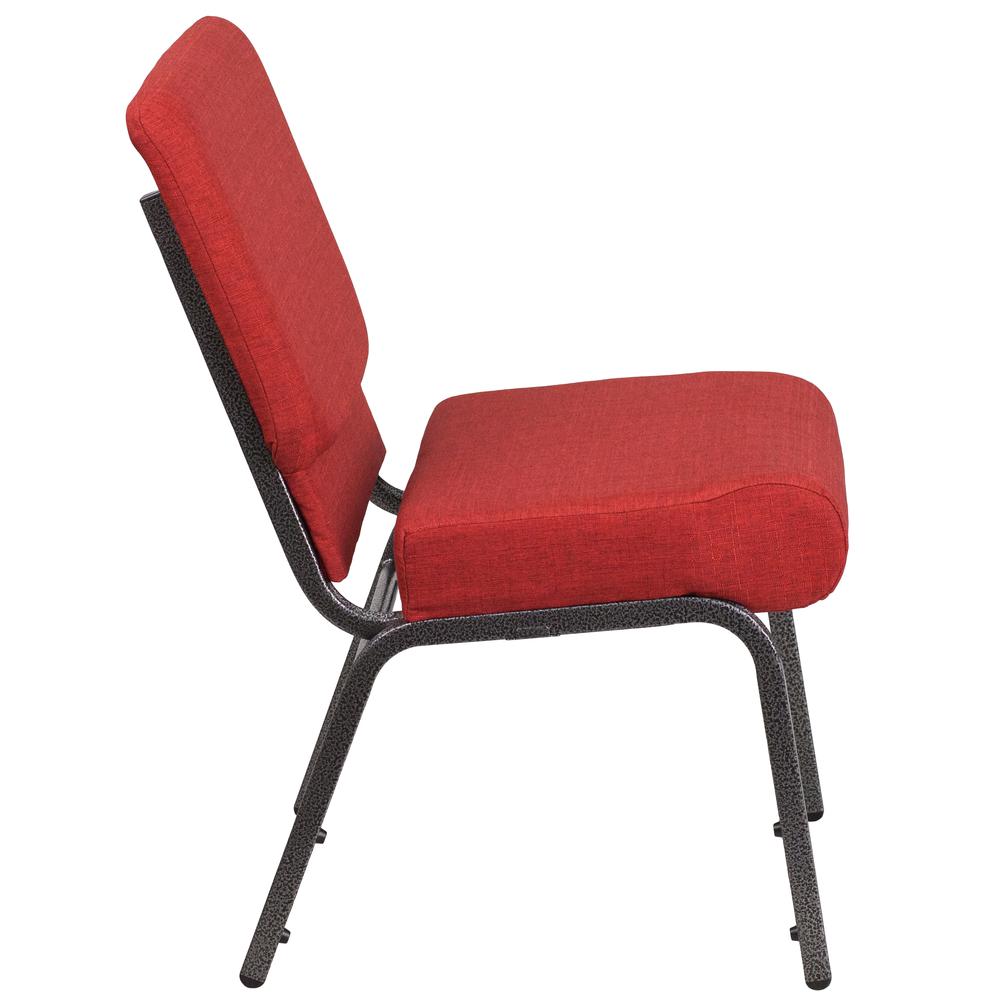 21''W Stacking Church Chair in Crimson Fabric - Silver Vein Frame. Picture 3