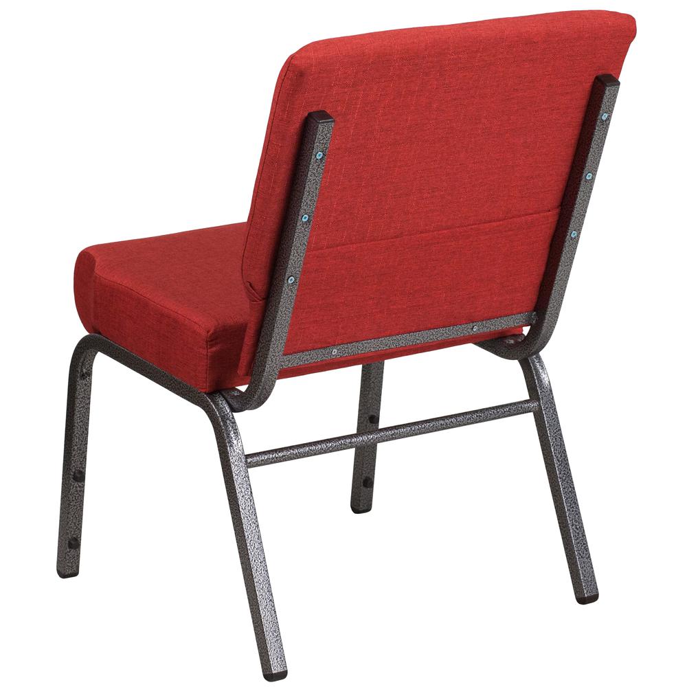 21''W Stacking Church Chair in Crimson Fabric - Silver Vein Frame. Picture 4