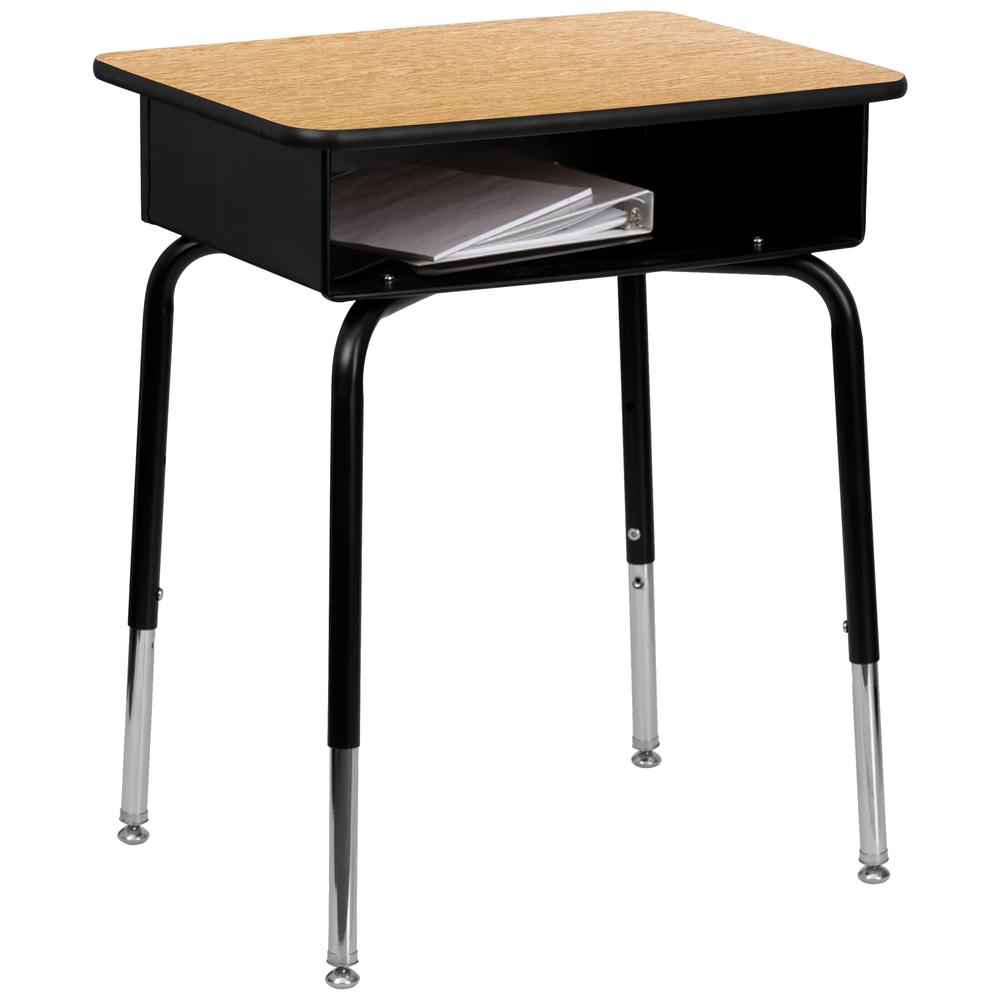 Student Desk with Open Front Metal Book Box - Natural. Picture 1
